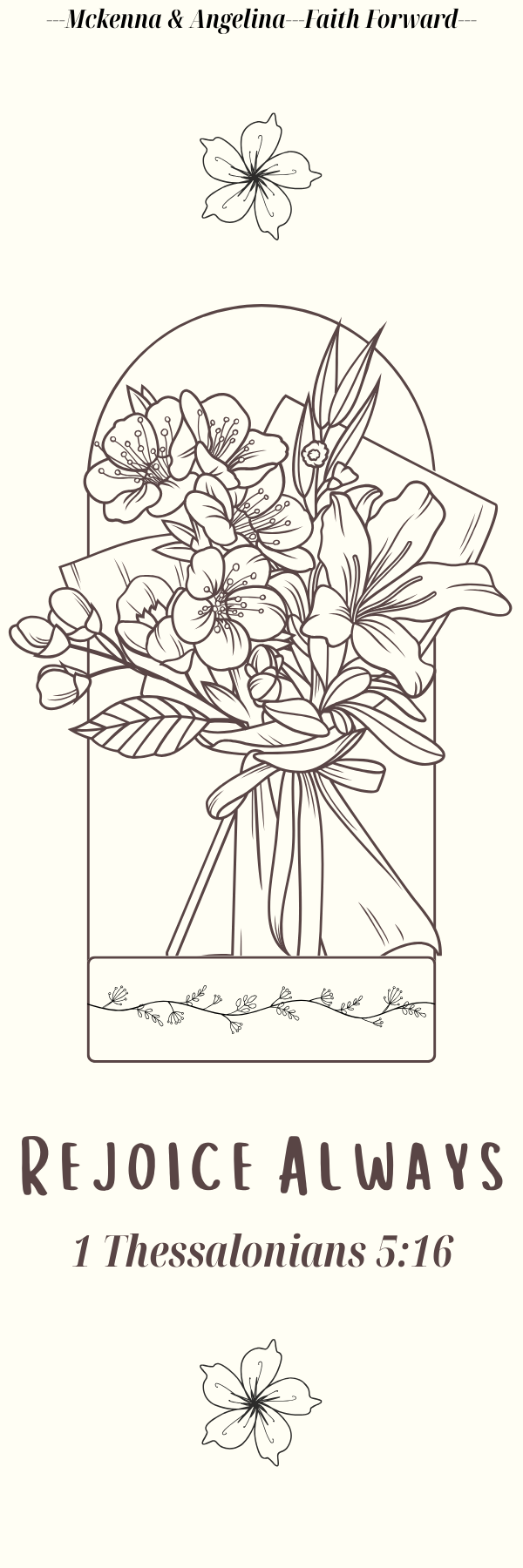 A bookmark featuring the verse 1 Thessalonians 5:16.